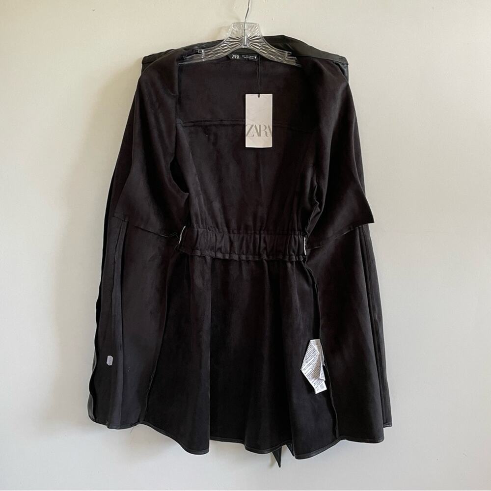 NWT Zara Black Faux Leather Shirt Dress - Picture 10 of 11